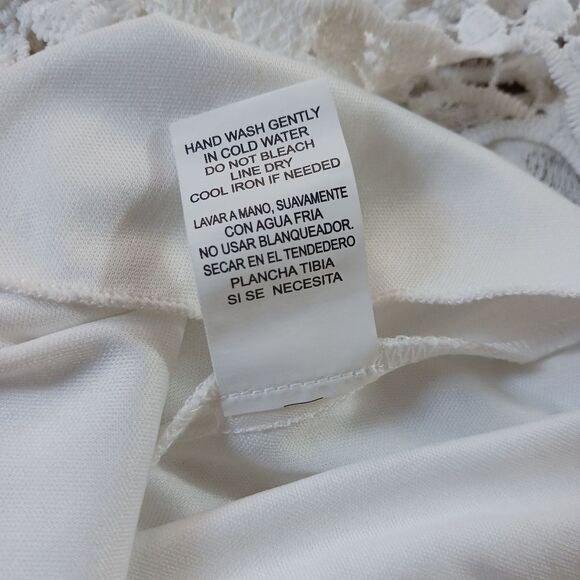 CITY STUDIO Mini Dress Crochet Lace Handkerchief Hem Summer Party White Size 9 - Picture 7 of 12